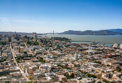 The Golden Gate Bridge - from Coit Tower  San Francisco, California USA